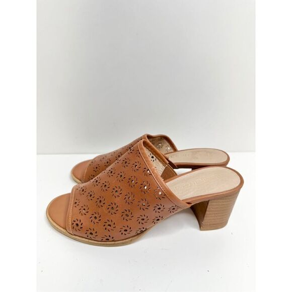 Jack Rogers Sandals Womens Size 6 Brown Roonie Open Toe Perforated Leather Slide - Picture 4 of 10